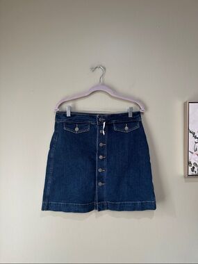 🌸LOFT Dark Blue Button-Front Denim Skirt